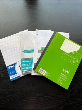 4 Pack Graph Paper Filler Pad Staples Tops Five Star Office Depot 4x4 3-Hole